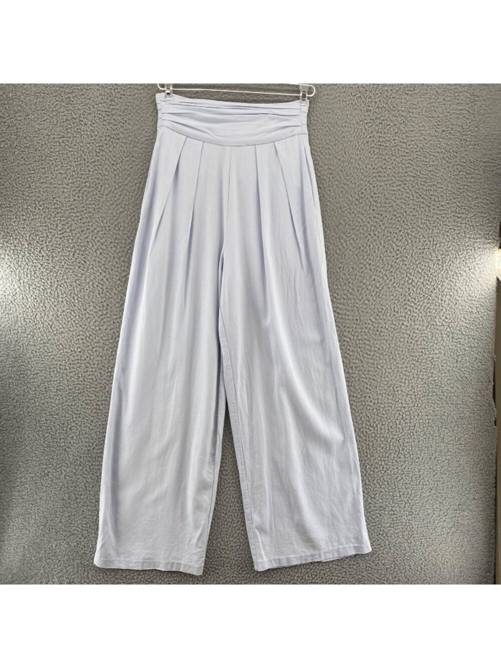 JustFab Pants Womens Small Blue Linen Blend Pleated Wide Leg Pockets Everyday